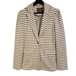 Anthropologie Knit Cream Striped Blazer